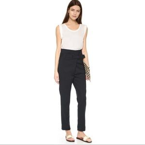 Tibi City Stretch Paperbag High Waisted Asymmetric Pants Belted 6